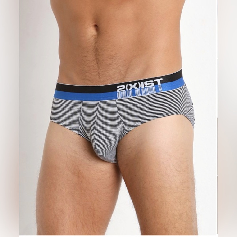 2xist Barcode Men's Black and Grey Striped Briefs